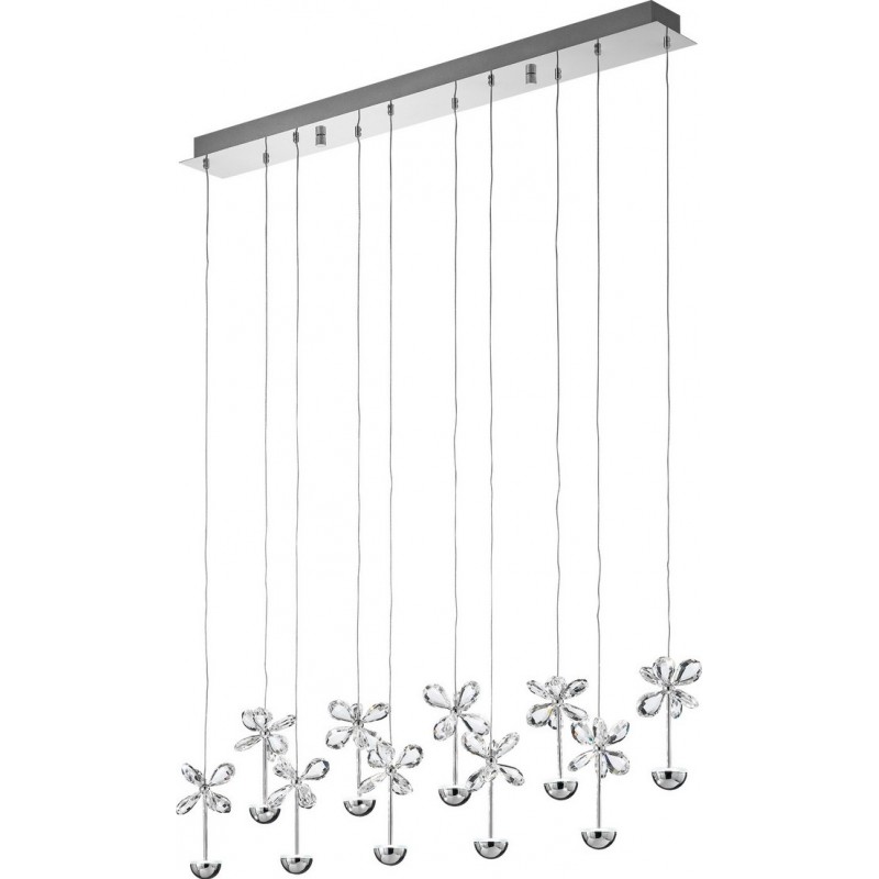 489,95 € Free Shipping | Hanging lamp Eglo Pianopoli 25W 3000K Warm light. Extended Shape 110×87 cm. Living room, kitchen and dining room. Sophisticated, design and cool Style. Steel, Stainless steel and Crystal. Plated chrome and silver Color