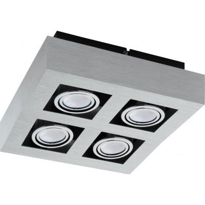 室内射灯 Eglo Loke 1 20W 25×25 cm. 钢 和 铝. 铝, 镀铬, 黑色的 和 银 颜色