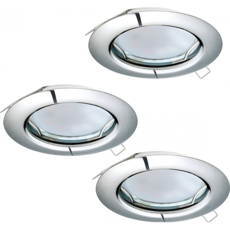 9,95 € Free Shipping | Recessed lighting Eglo Peneto 9W Round Shape Ø 7 cm. Modern Style. Steel. Plated chrome and silver Color