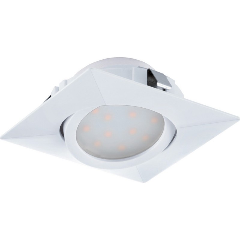 16,95 € Free Shipping | Recessed lighting Eglo Pineda 6W 3000K Warm light. Square Shape 8×8 cm. Modern Style. Plastic. White Color