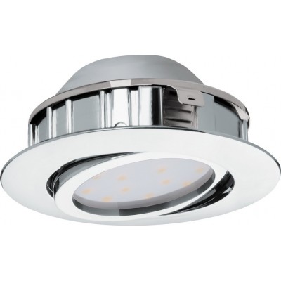 26,95 € Free Shipping | Recessed lighting Eglo Pineda 6W 3000K Warm light. Ø 8 cm. Plastic. Plated chrome and silver Color