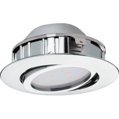 23,95 € Free Shipping | Recessed lighting Eglo Pineda 6W 3000K Warm light. Round Shape Ø 8 cm. Sophisticated Style. Plastic. Plated chrome and silver Color