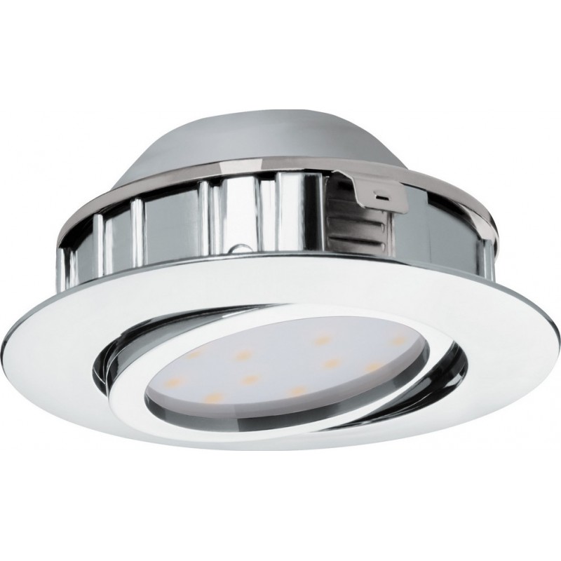25,95 € Free Shipping | Recessed lighting Eglo Pineda 6W 3000K Warm light. Round Shape Ø 8 cm. Sophisticated Style. Plastic. Plated chrome and silver Color