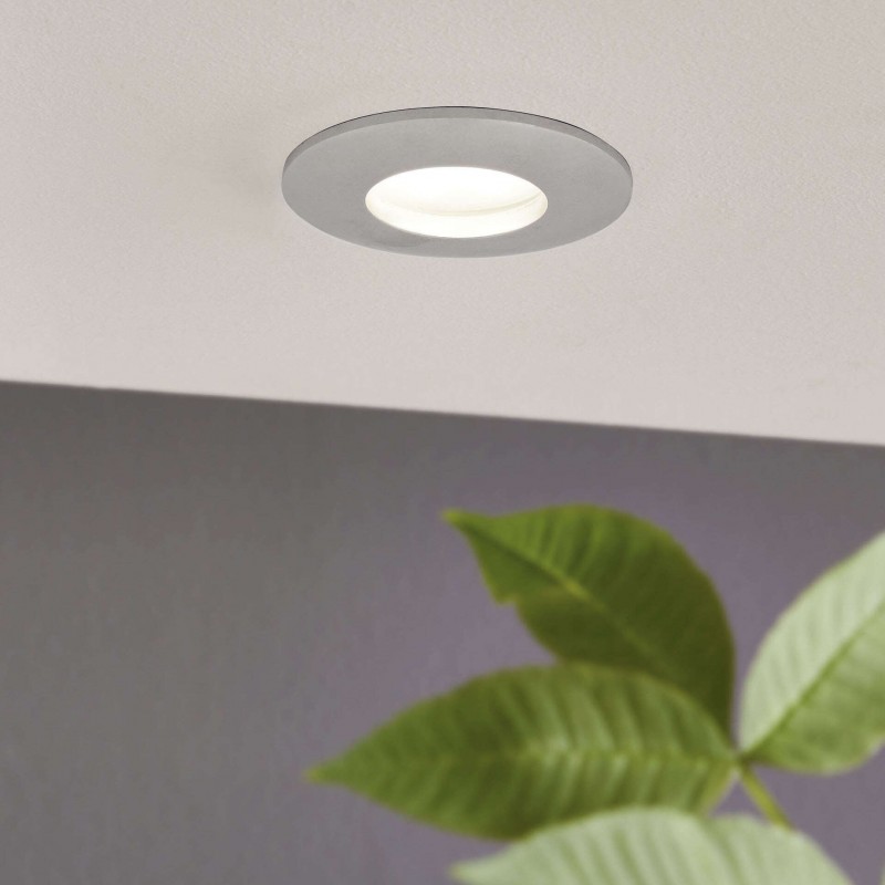 Recessed lighting Eglo Margo LED 5W 3000K Warm light. Round Shape Ø 8 cm. Kitchen and bathroom. Modern Style. Aluminum and plastic. Plated chrome, silver and satin Color