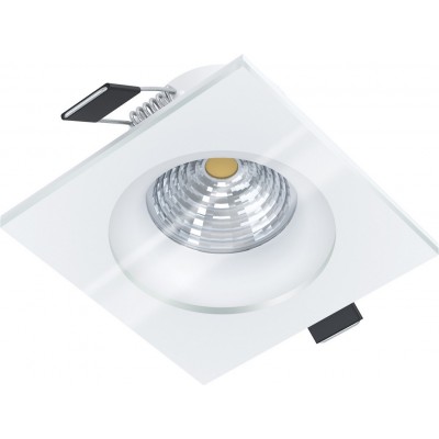 21,95 € Free Shipping | Recessed lighting Eglo Salabate 6W 4000K Neutral light. Square Shape 9×9 cm. Design Style. Aluminum and glass. White Color