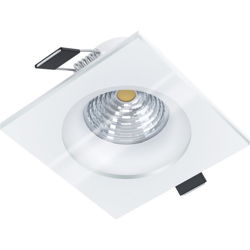 17,95 € Free Shipping | Recessed lighting Eglo Salabate 6W 4000K Neutral light. Square Shape 9×9 cm. Design Style. Aluminum and Glass. White Color