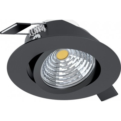 Recessed lighting Eglo Saliceto 6W 2700K Very warm light. Round Shape Ø 8 cm. Sophisticated Style. Aluminum. Black Color