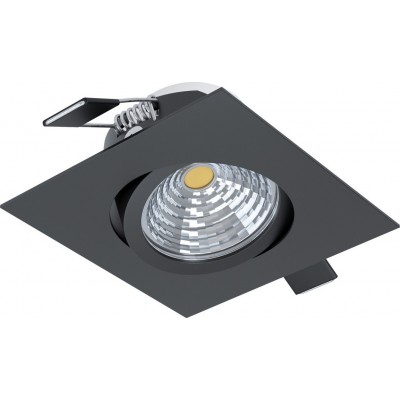 22,95 € 送料無料 | 屋内埋め込み式照明 Eglo Saliceto 6W 2700K とても暖かい光. 平方 形状 9×9 cm. 洗練された スタイル. アルミニウム. ブラック カラー