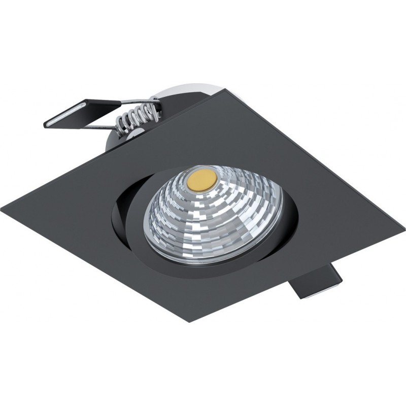 18,95 € Free Shipping | Recessed lighting Eglo Saliceto 6W 2700K Very warm light. Square Shape 9×9 cm. Sophisticated Style. Aluminum. Black Color