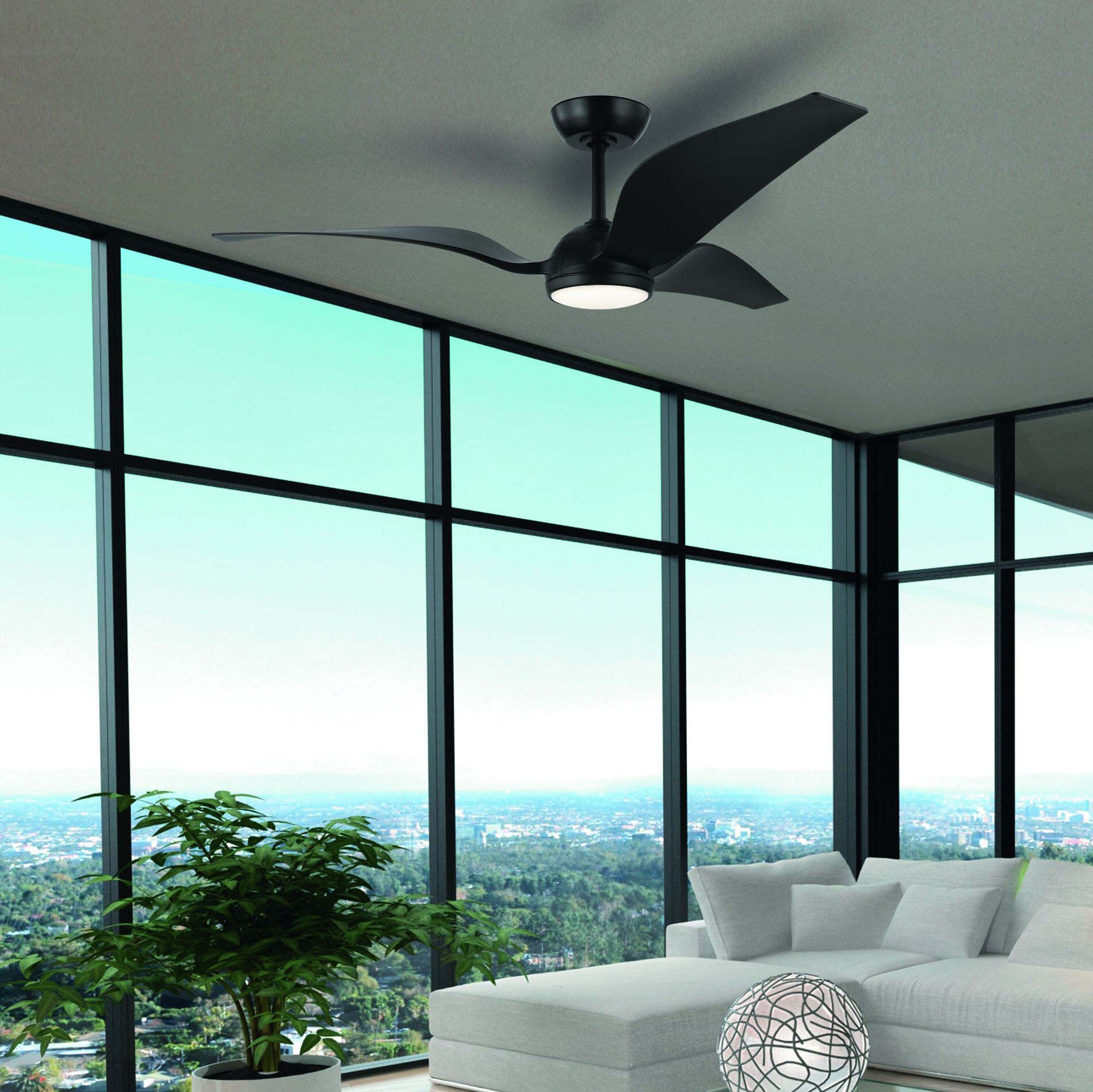 449,95 € Free Shipping | Ceiling fan with light Eglo Mosteiros 18W 4000K Neutral light. Ø 142 cm. Abs and acrylic. White, black and matt black Color