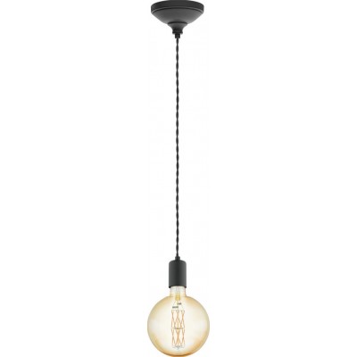 Hanging lamp Eglo Yorth 60W Spherical Shape Ø 12 cm. Living room, kitchen and dining room. Retro and vintage Style. Steel. Black Color