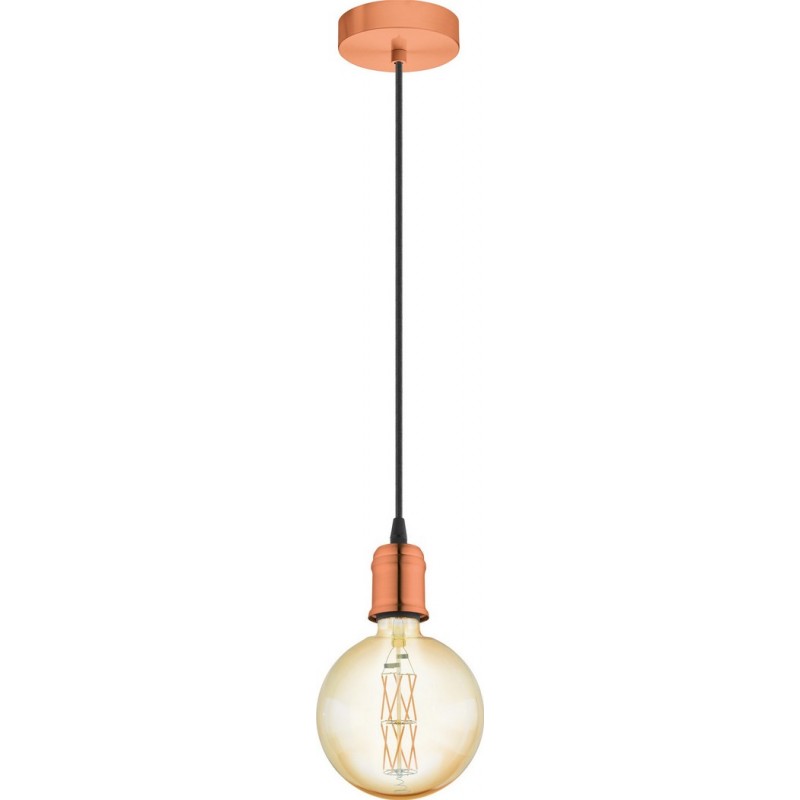 28,95 € Free Shipping | Hanging lamp Eglo Yorth 60W Spherical Shape Ø 10 cm. Living room, kitchen and dining room. Retro and vintage Style. Steel. Copper and golden Color