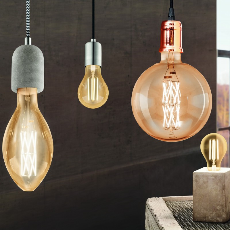 25,95 € Free Shipping | Hanging lamp Eglo Yorth 60W Spherical Shape Ø 10 cm. Living room, kitchen and dining room. Retro and vintage Style. Steel. Copper and golden Color