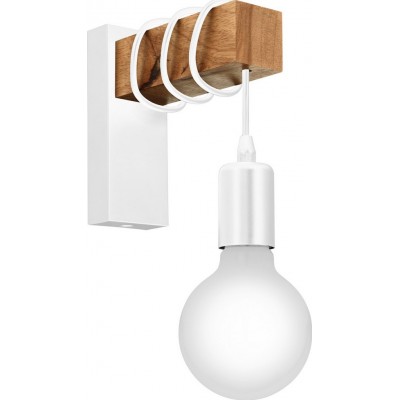 38,95 € Envío gratis | Aplique de pared interior Eglo France Townshend 10W 22×7 cm. Acero y madera. Color blanco y marrón