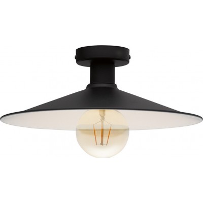 Ceiling lamp Eglo Broughton 40W Round Shape Ø 36 cm. Kitchen. Classic Style. Steel. Beige and black Color