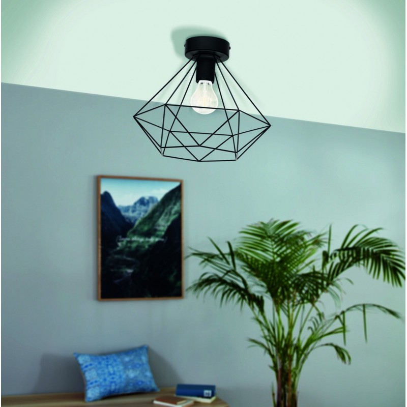 39,95 € Free Shipping | Ceiling lamp Eglo Tarbes 60W Pyramidal Shape Ø 32 cm. Design Style. Steel. Black Color