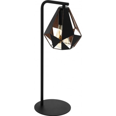 58,95 € Free Shipping | Table lamp Eglo Carlton 4 60W Pyramidal Shape 51×22 cm. Bedroom, office and work zone. Retro and vintage Style. Steel. Copper, old copper, golden and black Color