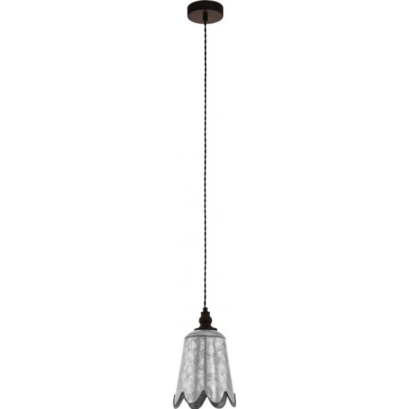 46,95 € Free Shipping | Hanging lamp Eglo Karhold 60W Conical Shape Ø 18 cm. Living room, kitchen and dining room. Retro and vintage Style. Steel. Brown, antique brown and zinc Color