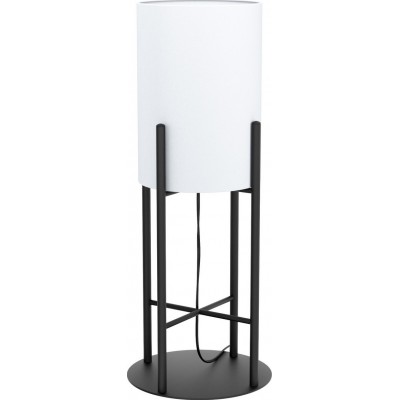 95,95 € Free Shipping | Table lamp Eglo Glastonbury 28W Cylindrical Shape Ø 20 cm. Bedroom, office and work zone. Modern, design and cool Style. Steel and textile. White and black Color