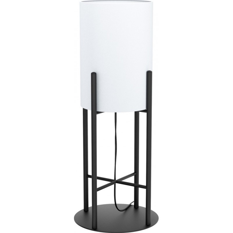 95,95 € Free Shipping | Table lamp Eglo Glastonbury 28W Cylindrical Shape Ø 20 cm. Bedroom, office and work zone. Modern, design and cool Style. Steel and textile. White and black Color