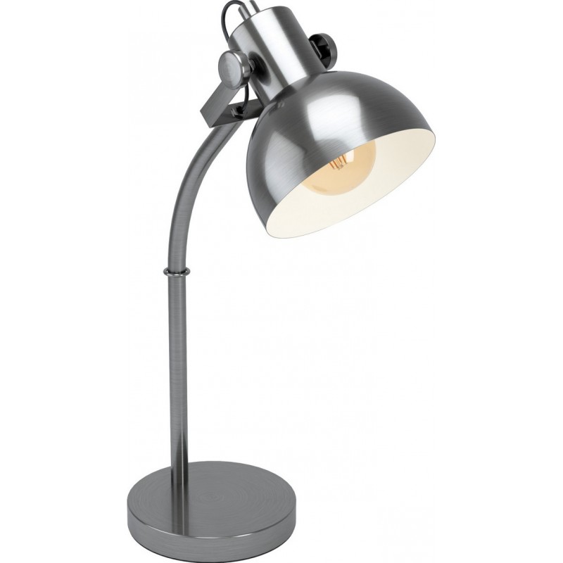 65,95 € Free Shipping | Desk lamp Eglo Lubenham 1 28W Conical Shape 57 cm. Bedroom, office and work zone. Retro and vintage Style. Steel. Cream, nickel and old nickel Color