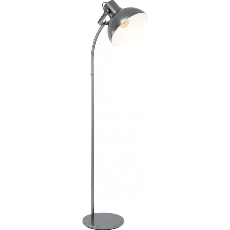 129,95 € Free Shipping | Floor lamp Eglo Lubenham 1 28W Conical Shape 160×48 cm. Living room, dining room and bedroom. Modern and cool Style. Steel. Cream, nickel and old nickel Color