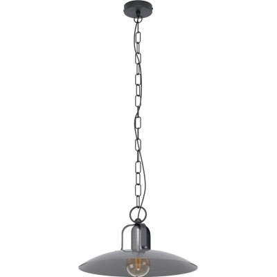 89,95 € Free Shipping | Hanging lamp Eglo Kenilworth 28W Conical Shape Ø 40 cm. Living room and dining room. Retro and vintage Style. Steel. Black Color