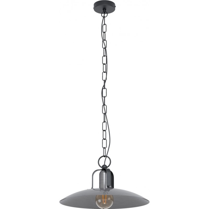 79,95 € Free Shipping | Hanging lamp Eglo Kenilworth 28W Conical Shape Ø 40 cm. Living room and dining room. Retro and vintage Style. Steel. Black Color