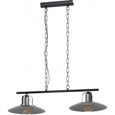 181,95 € Free Shipping | Hanging lamp Eglo Kenilworth 56W Extended Shape 110×92 cm. Living room and dining room. Retro and vintage Style. Steel. Black Color