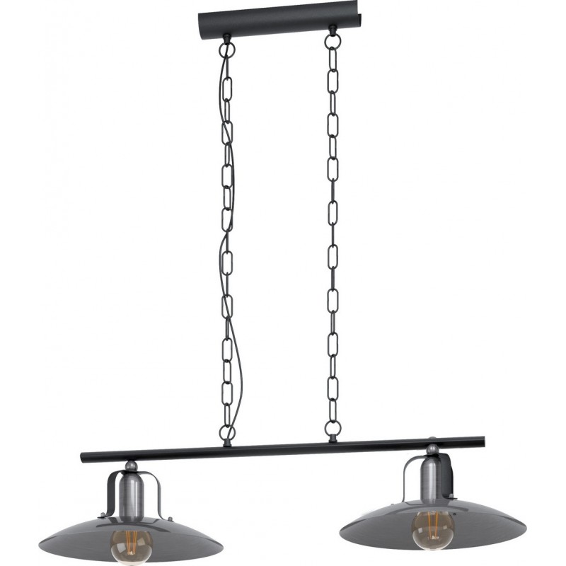 159,95 € Free Shipping | Hanging lamp Eglo Kenilworth 56W Extended Shape 110×92 cm. Living room and dining room. Retro and vintage Style. Steel. Black Color
