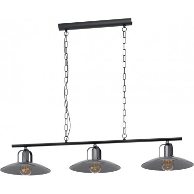 235,95 € Free Shipping | Hanging lamp Eglo Kenilworth 84W Extended Shape 133×110 cm. Living room and dining room. Retro and vintage Style. Steel. Black Color