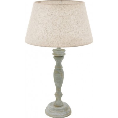 Table lamp Eglo Lapley 60W Ø 35 cm. Wood and textile. Cream and gray Color