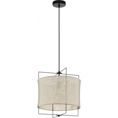 43,95 € Free Shipping | Hanging lamp Eglo Bridekirk 40W Ø 40 cm. Steel, linen and textile. Black and natural Color