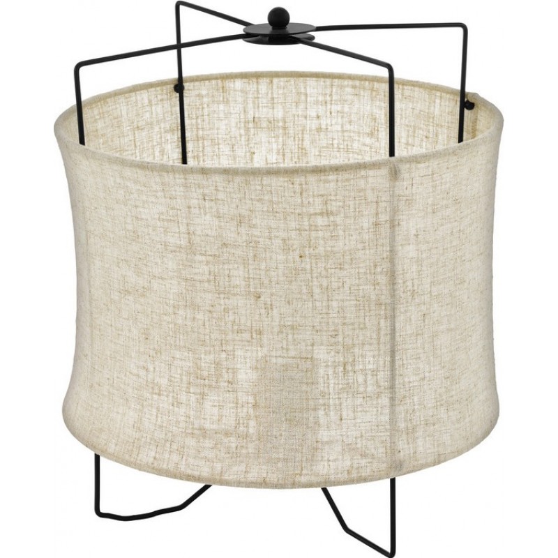 22,95 € Free Shipping | Table lamp Eglo Bridekirk 40W Ø 30 cm. Steel, linen and textile. Black and natural Color