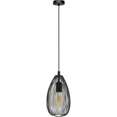 111,95 € Free Shipping | Hanging lamp Eglo Clevedon 60W Oval Shape Ø 24 cm. Living room and dining room. Retro and vintage Style. Steel. Black Color