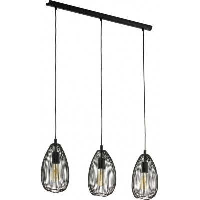 256,95 € Free Shipping | Hanging lamp Eglo Clevedon 180W Extended Shape 110×78 cm. Living room and dining room. Sophisticated and design Style. Steel. Black Color