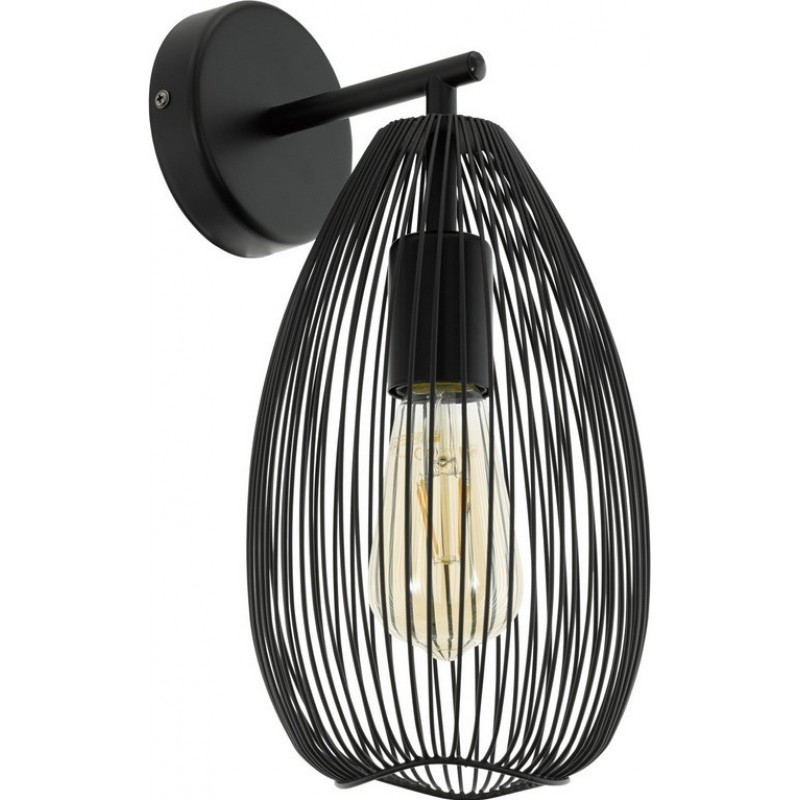 81,95 € Free Shipping | Indoor wall light Eglo Clevedon 60W Oval Shape 35×17 cm. Living room, dining room and bedroom. Modern, design and cool Style. Steel. Black Color