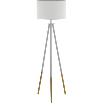 211,95 € Free Shipping | Floor lamp Eglo Bidford 60W Ø 46 cm. Steel, wood and textile. White and brown Color