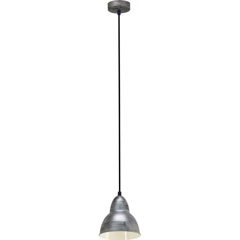 Hanging lamp Eglo Truro 60W Conical Shape Ø 15 cm. Living room, kitchen and dining room. Retro and vintage Style. Steel. Silver and antique silver Color