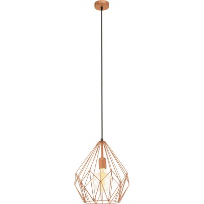 64,95 € Free Shipping | Hanging lamp Eglo Carlton 60W Pyramidal Shape Ø 31 cm. Living room, kitchen and dining room. Retro and vintage Style. Steel. Copper and golden Color