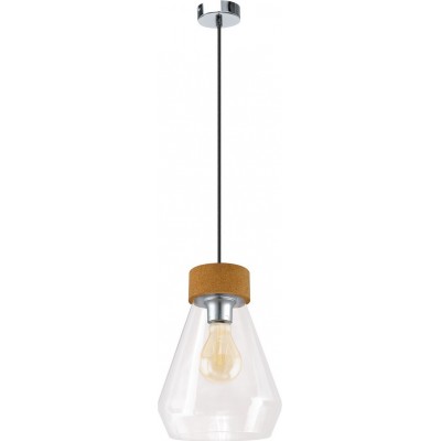 48,95 € Free Shipping | Hanging lamp Eglo Brixham 60W Ø 21 cm. Steel and glass. Plated chrome and silver Color