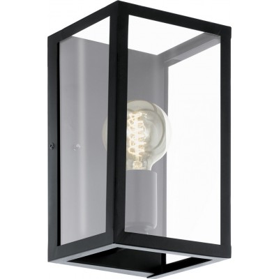 54,95 € Free Shipping | Indoor wall light Eglo Charterhouse 60W Cubic Shape 28×16 cm. Living room, dining room and bedroom. Modern and design Style. Steel and glass. Black Color
