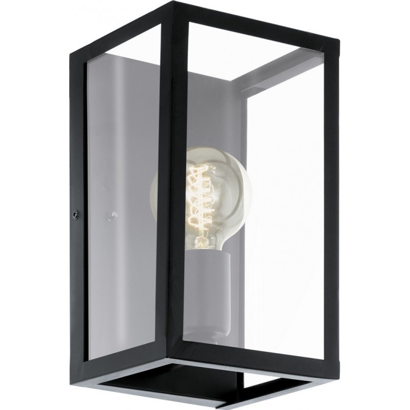 64,95 € Free Shipping | Indoor wall light Eglo Charterhouse 60W Cubic Shape 28×16 cm. Living room, dining room and bedroom. Modern and design Style. Steel and Glass. Black Color