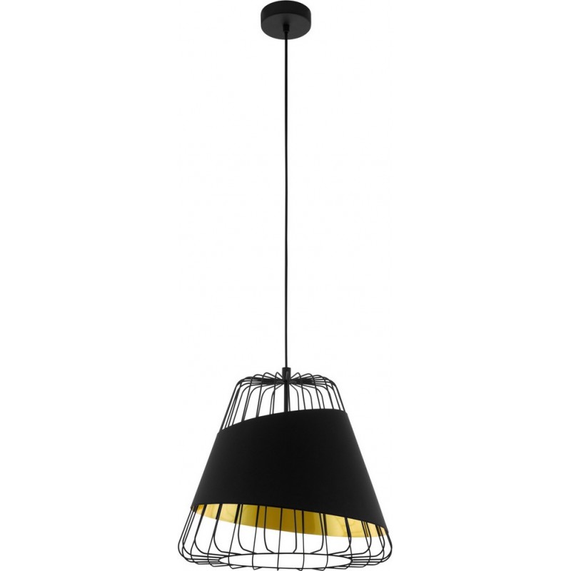 65,95 € Free Shipping | Hanging lamp Eglo Austell 60W Conical Shape Ø 36 cm. Living room and dining room. Retro and vintage Style. Steel and Textile. Golden and black Color