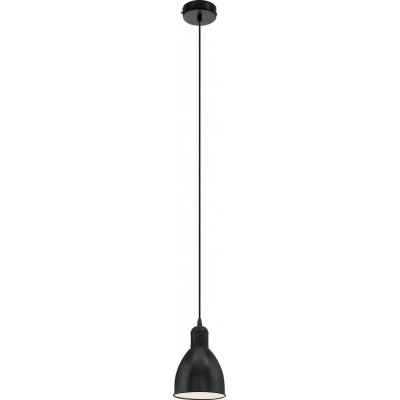 Lámpara colgante Eglo Priddy 60W Forma Cónica Ø 15 cm. Salón, cocina y comedor. Estilo sofisticado y diseño. Acero. Color blanco y negro