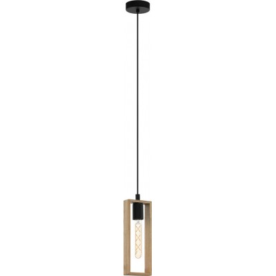 Lámpara colgante Eglo Littleton 60W Forma Cúbica 110×11 cm. Salón y comedor. Estilo retro y vintage. Acero y Madera. Color marrón y negro