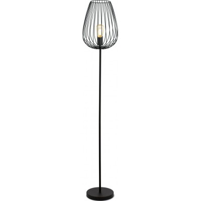 Floor lamp Eglo Newtown 60W Oval Shape Ø 27 cm. Living room, dining room and bedroom. Retro and vintage Style. Steel. Black Color