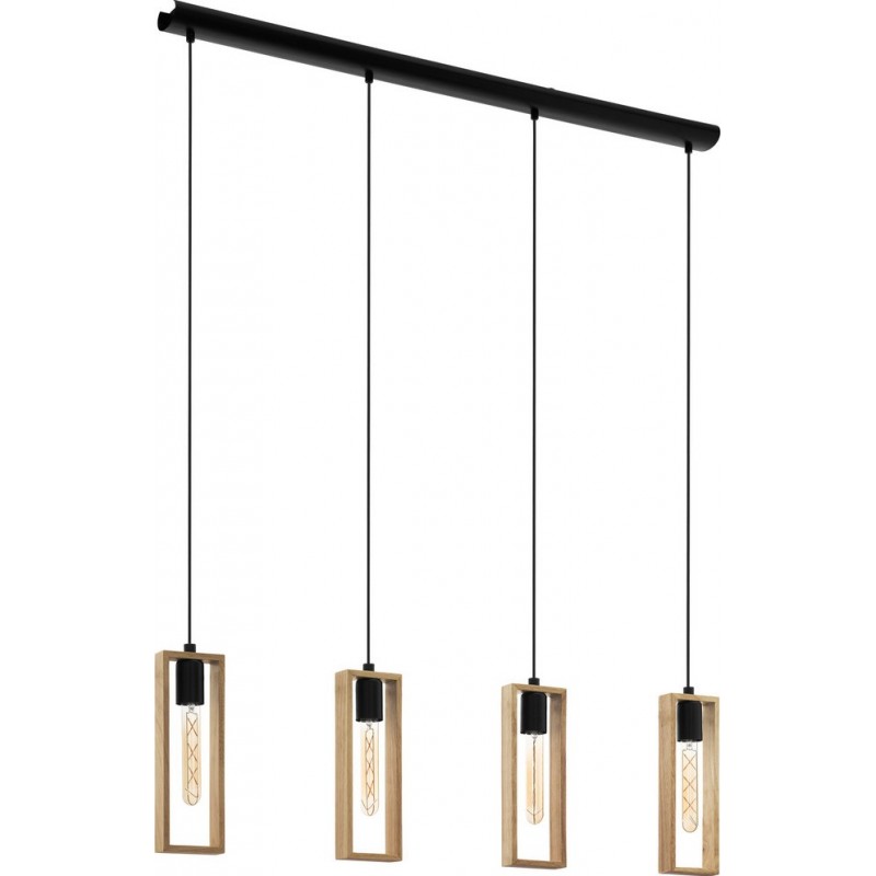 168,95 € Free Shipping | Hanging lamp Eglo Littleton 240W Extended Shape 116×110 cm. Living room and dining room. Retro and vintage Style. Steel and wood. Brown and black Color
