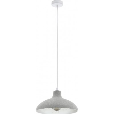Hanging lamp Eglo Barrowby 60W Conical Shape Ø 35 cm. Living room and dining room. Retro and vintage Style. Steel. White and gray Color