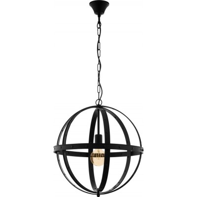134,95 € Free Shipping | Hanging lamp Eglo Barnaby 60W Spherical Shape Ø 50 cm. Living room and dining room. Retro and vintage Style. Steel. Black Color